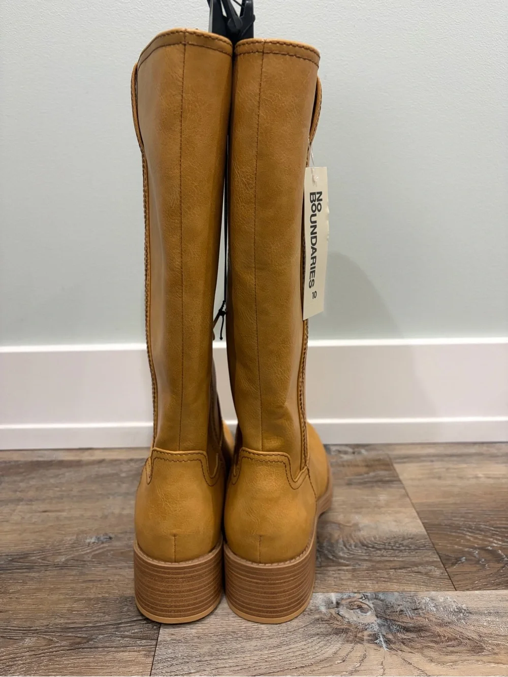 Classic Tall Camel Women's Faux Leather Boots, No Boundaries Brand Size 10